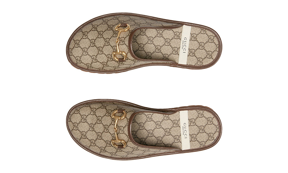 Gucci GG Supreme Horsebit-Detail Slippers