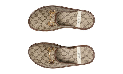 Gucci GG Supreme Horsebit-Detail Slippers