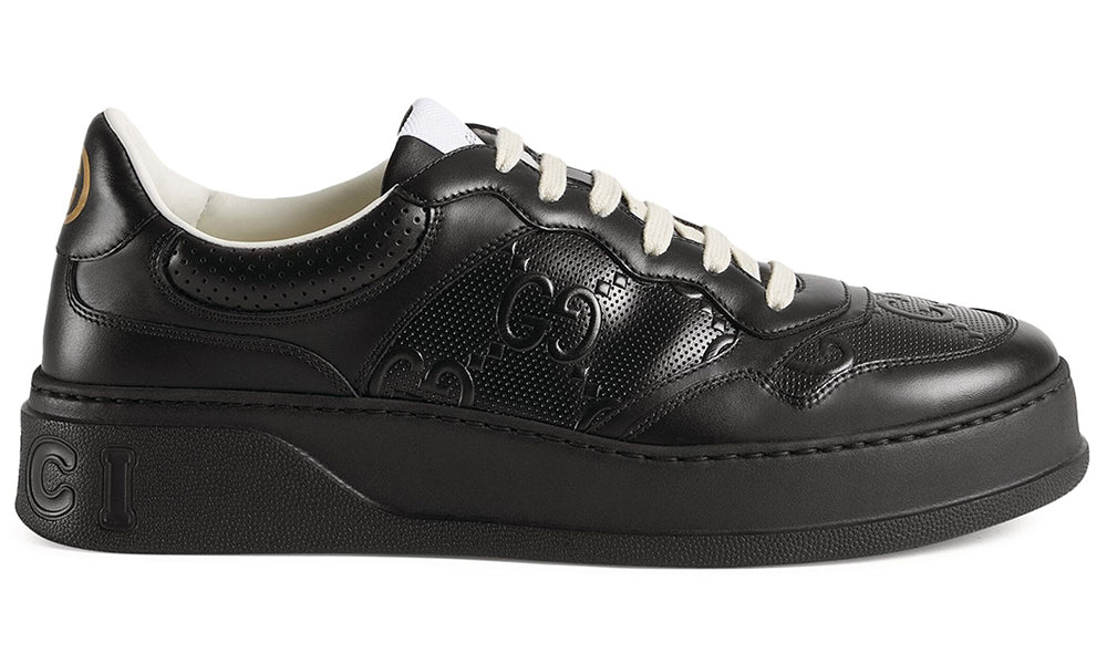 Gucci Leather Gg Embossed Sneakers "Black"
