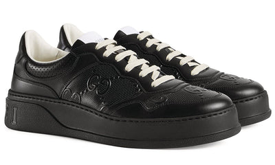 Gucci Leather Gg Embossed Sneakers "Black"