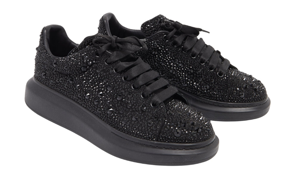 Alexander McQueen oversized Black Crystal Embellished Leather Oversized Sneakers
