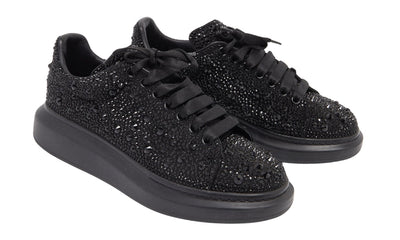 Alexander McQueen oversized Black Crystal Embellished Leather Oversized Sneakers