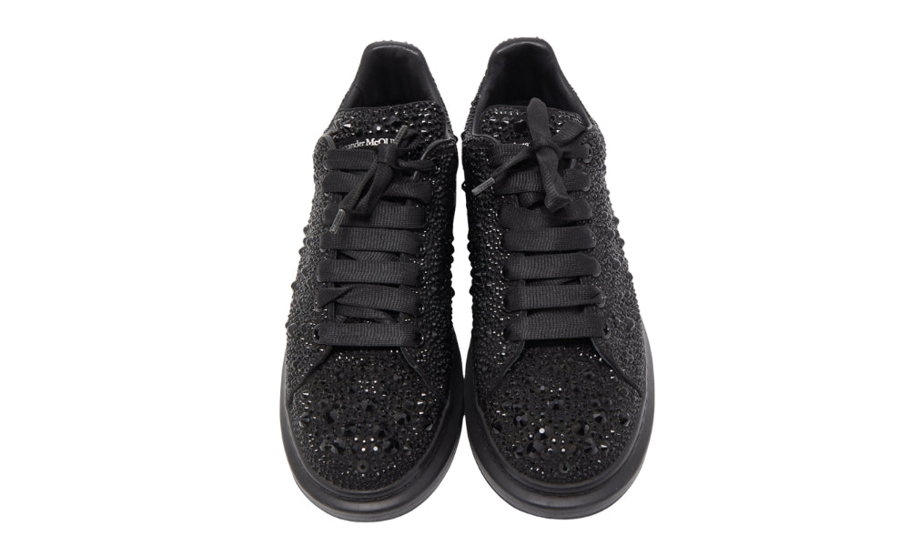 Alexander McQueen oversized Black Crystal Embellished Leather Oversized Sneakers