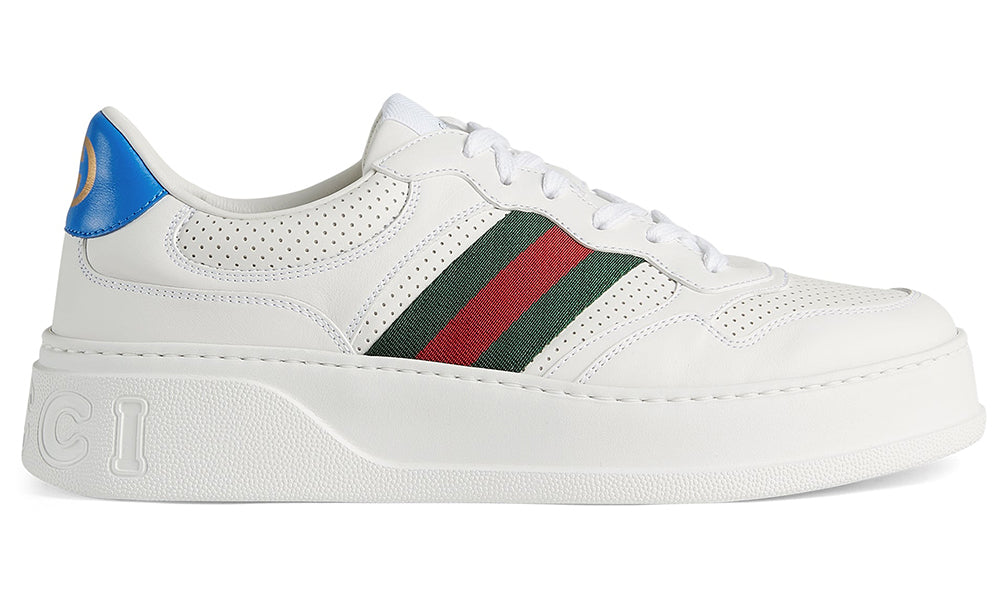 Gucci Leather Gg Embossed Sneakers "White"