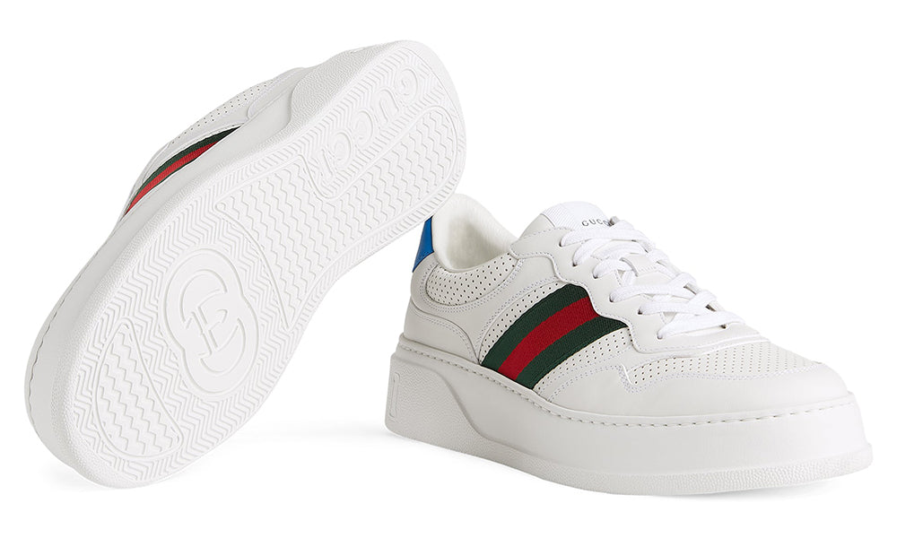 Gucci Leather Gg Embossed Sneakers "White"