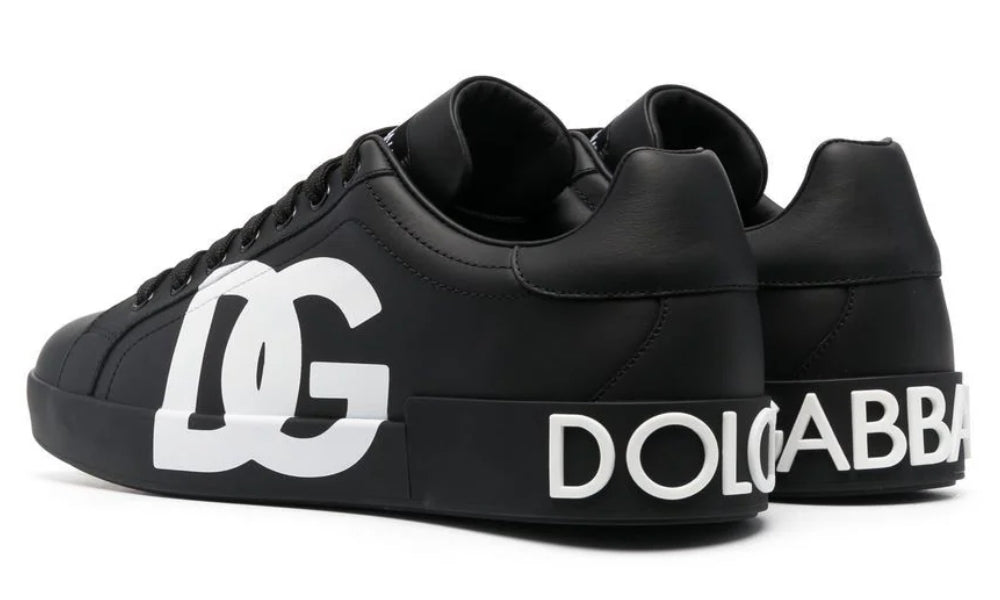 Dolce & Gabbana Calfskin Nappa Portofino Sneakers With DG Logo Print