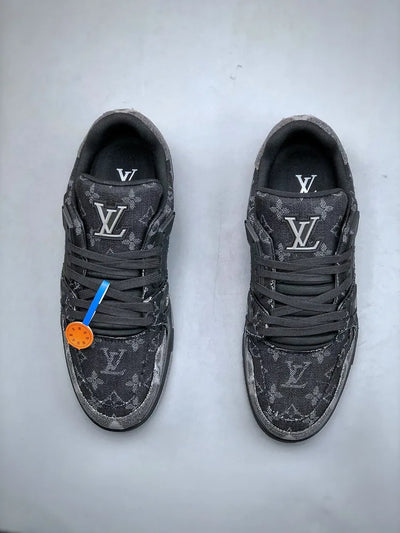 Louis Vuitton Trainer Black Grey Denim Monogram