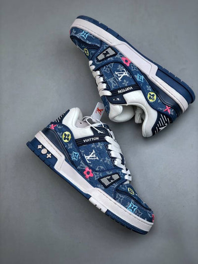 Louis Vuitton Trainer Blue Denim Embroidered