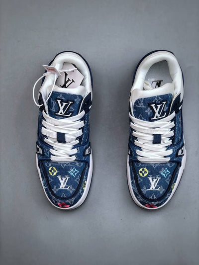 Louis Vuitton Trainer Blue Denim Embroidered