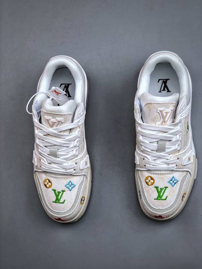Louis Vuitton Trainer White Denim Embroidered