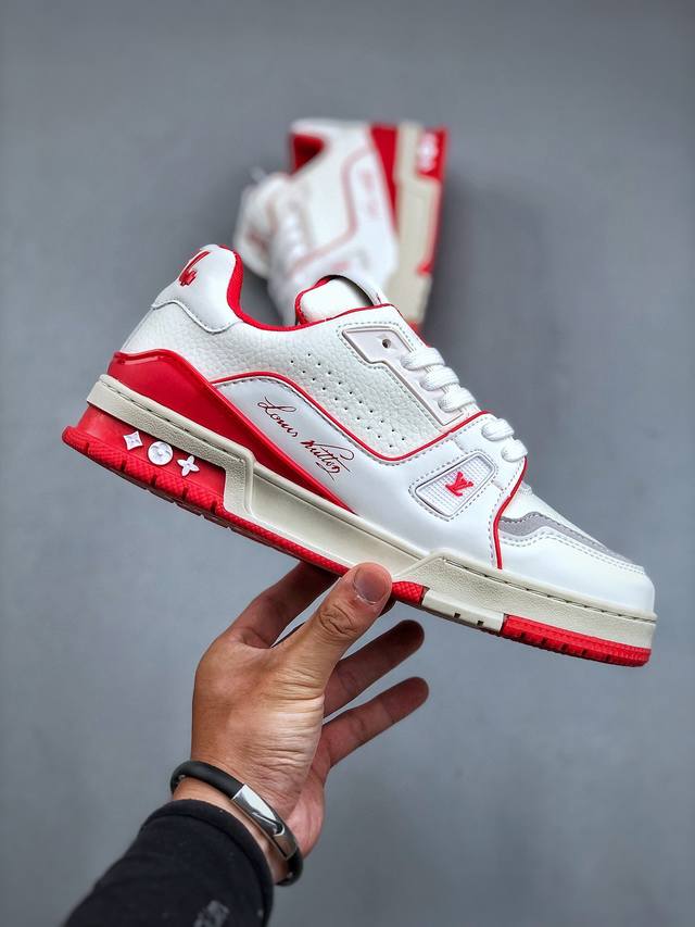 Louis Vuitton Trainer #54 Signature White Red