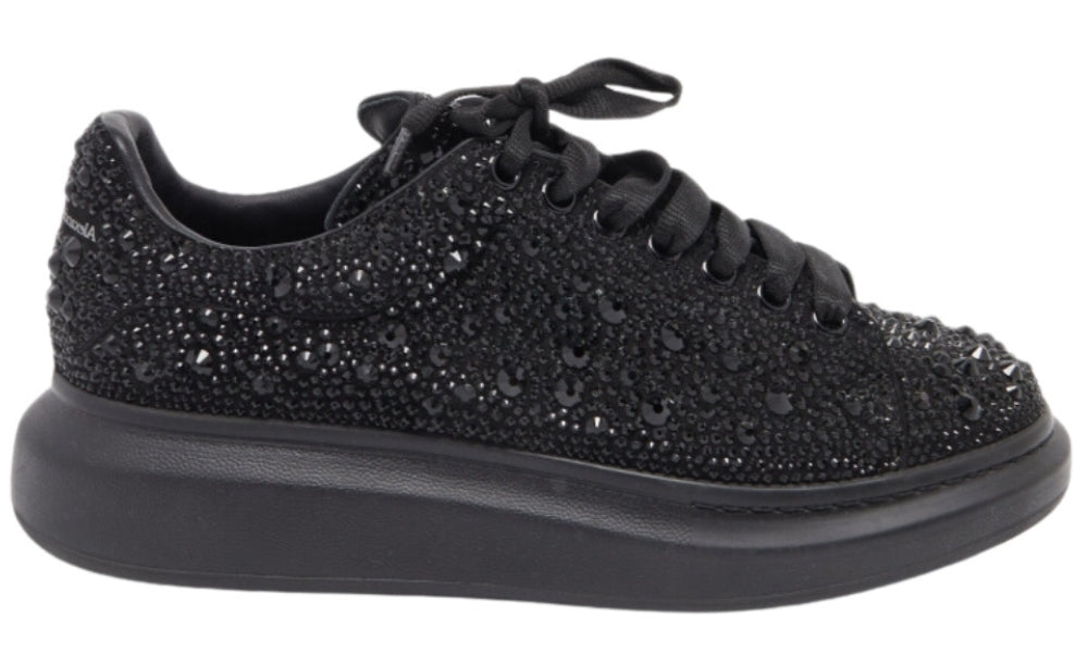 Alexander McQueen oversized Black Crystal Embellished Leather Oversized Sneakers