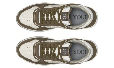 Dior B27 Low Top Sneaker Galaxy Oblique White Olive Nubuck