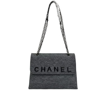 Chanel | Shoulder Bag In A Felted Material With A Black Logo.