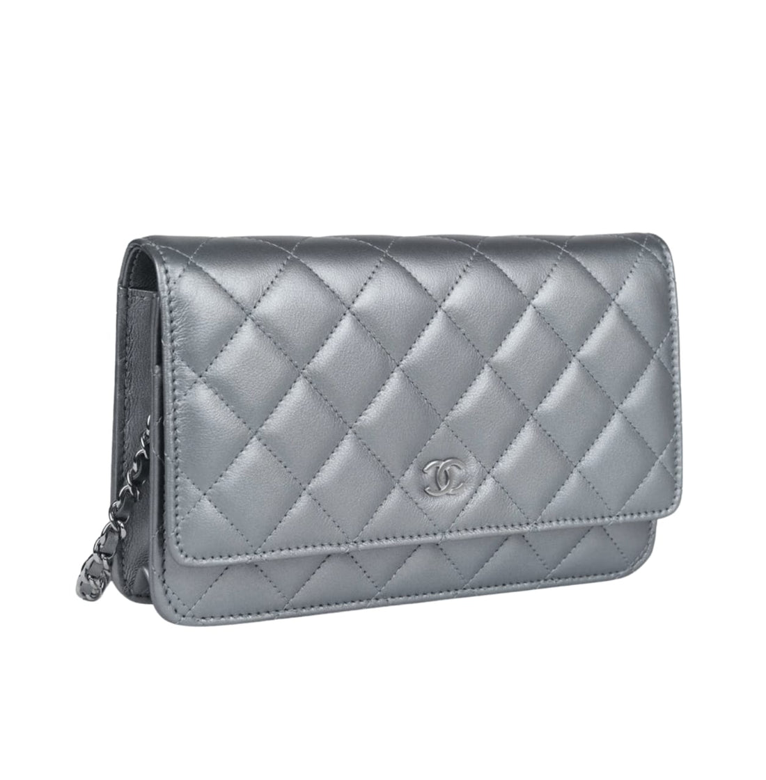 Chanel | Classic Wallet On Chain (woc) In Silver Metallic