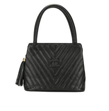 Chanel | V-stitch Top-handle Bag In Caviar Leather