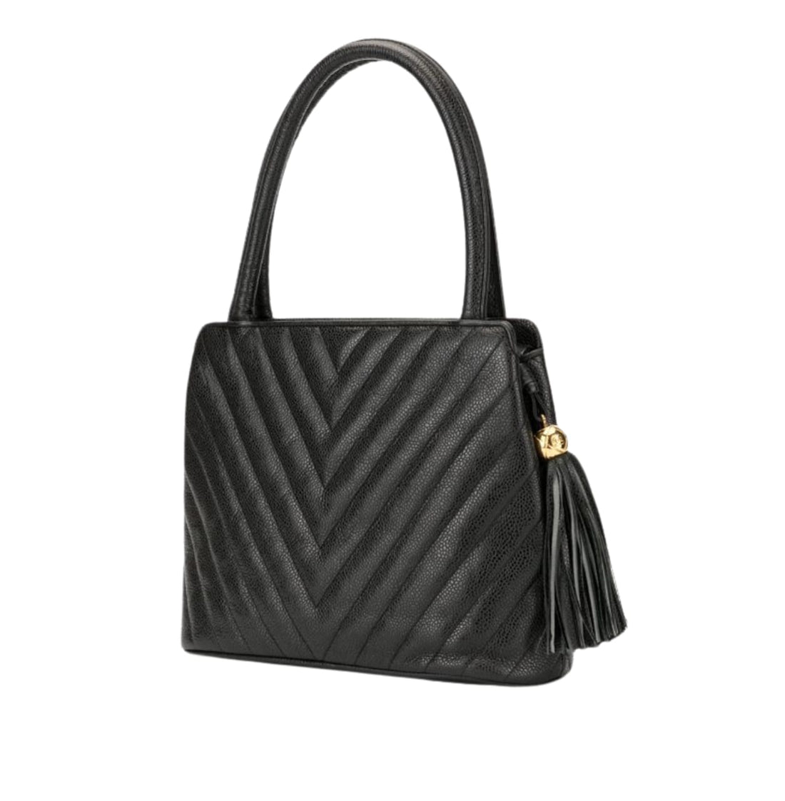 Chanel | V-stitch Top-handle Bag In Caviar Leather