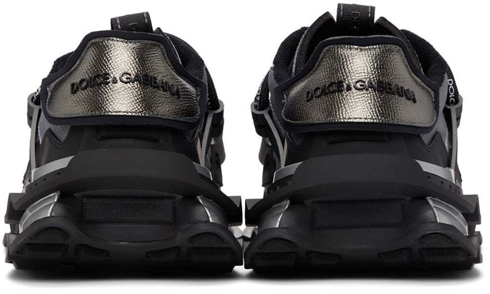 Dolce & Gabbana Black & Silver Mixed-Materials Space Sneakers