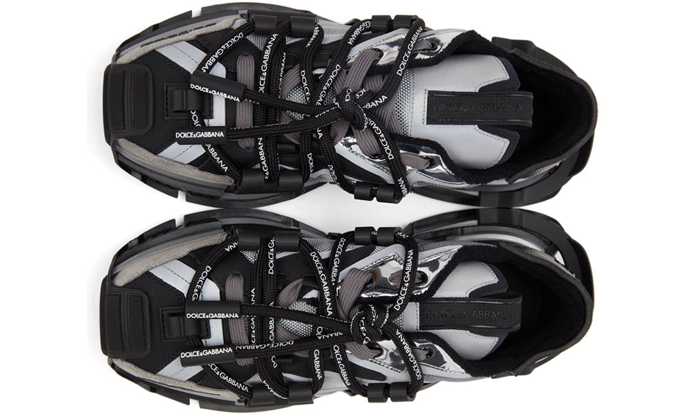 Dolce & Gabbana Black & Silver Mixed-Materials Space Sneakers