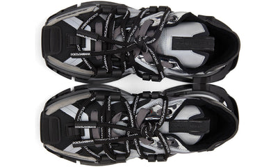 Dolce & Gabbana Black & Silver Mixed-Materials Space Sneakers