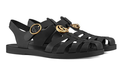 Gucci Rubber Buckle Strap Sandals - Black
