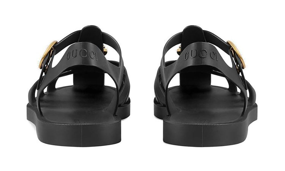 Gucci Rubber Buckle Strap Sandals - Black