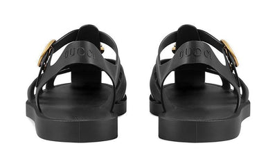 Gucci Rubber Buckle Strap Sandals - Black