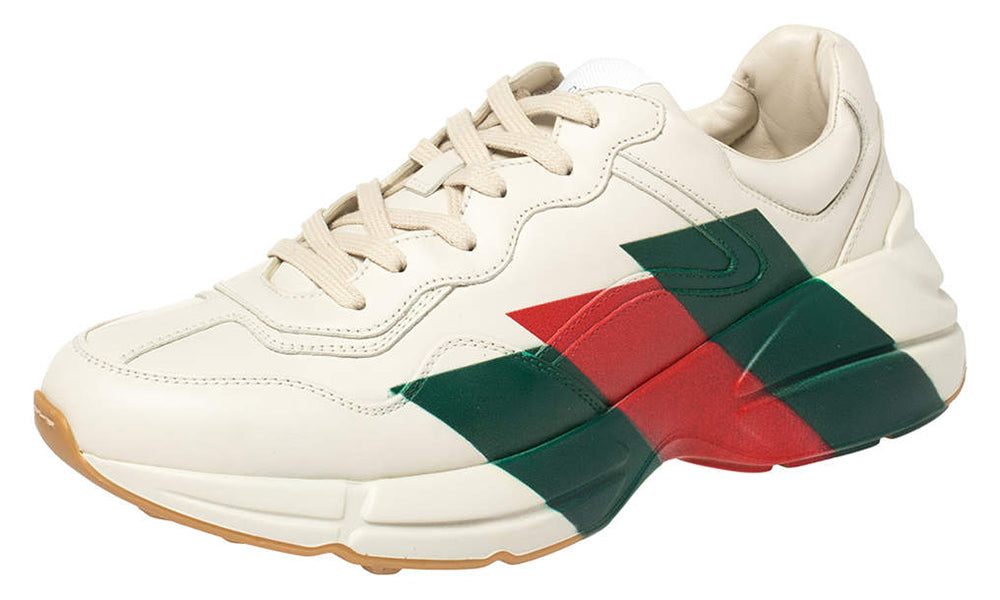 Gucci White Rhyton Web Chunky Sneakers
