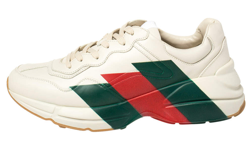 Gucci White Rhyton Web Chunky Sneakers