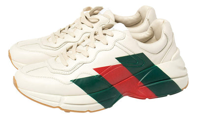 Gucci White Rhyton Web Chunky Sneakers