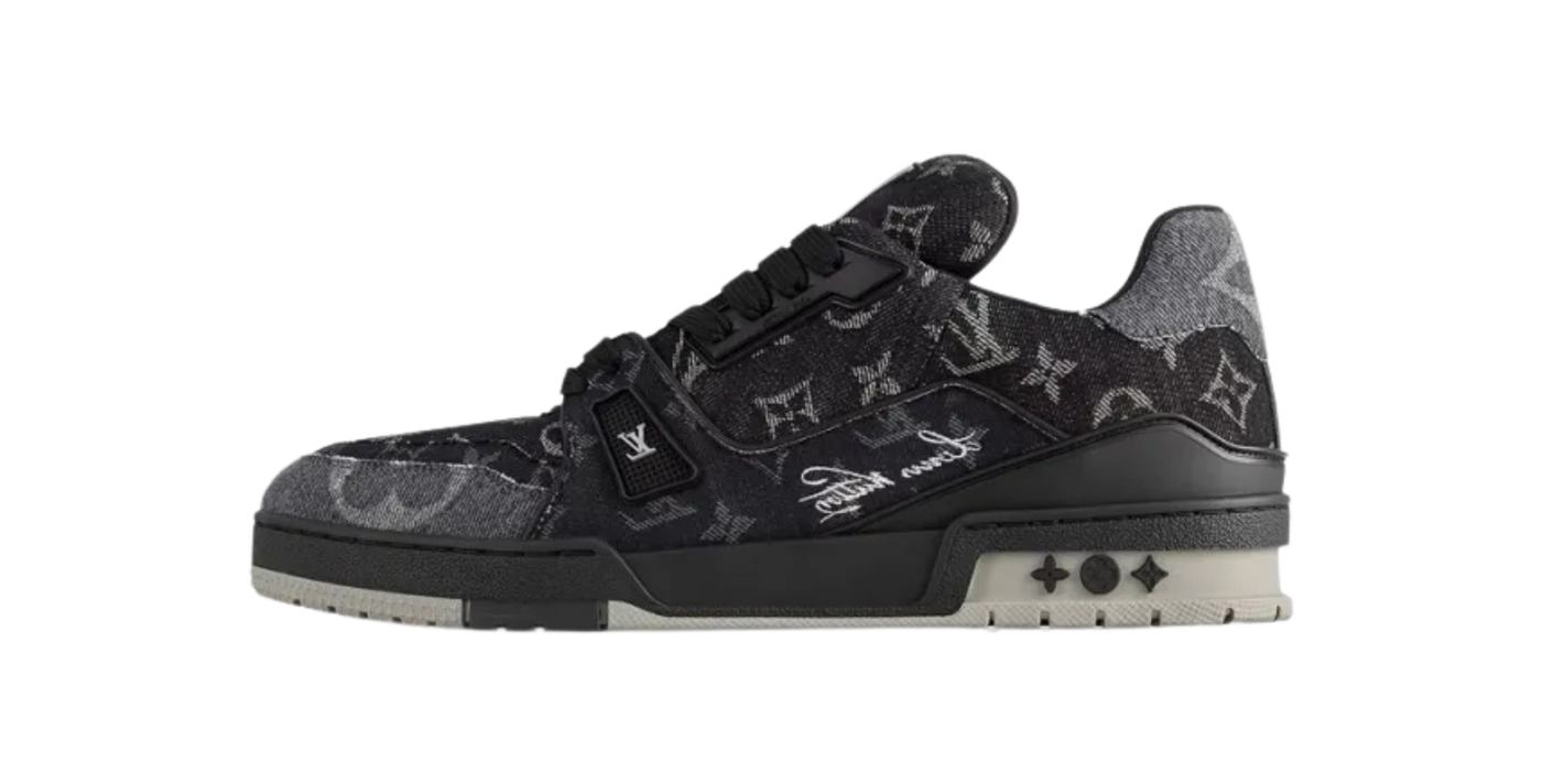 Louis Vuitton Trainer Black Grey Denim Monogram