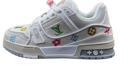 Louis Vuitton Trainer White Denim Embroidered